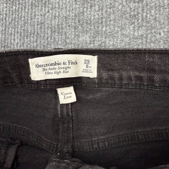 Abercrombie Fitch Curve Love Ultra High Rise Black Jean Goth Grunge 29 8 X Short - Picture 9 of 14